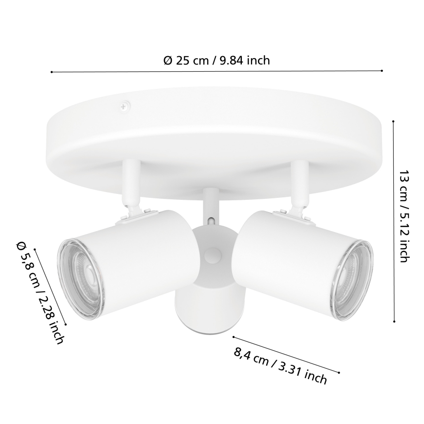 Eglo - Spot pentru baie, 3x GU10, 5W, 230V, IP44, alb