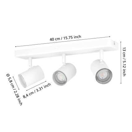 Eglo - Spot pentru baie 3xGU10/5W/230V IP44 alb
