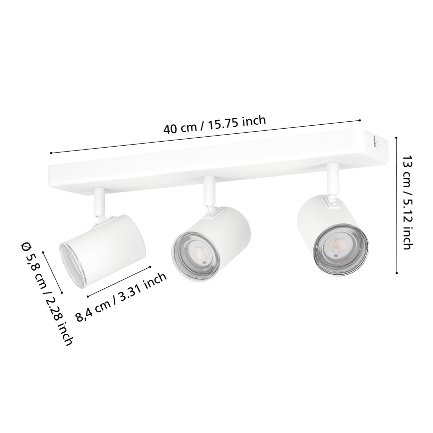Eglo - Spot pentru baie 3xGU10/5W/230V IP44 alb