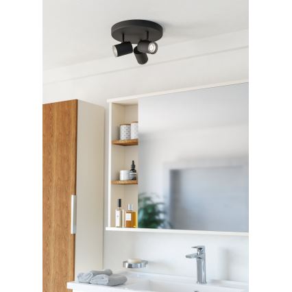 Eglo - Spot pentru baie, 3x GU10, 5W, 230V, Ø25 cm, IP44, negru