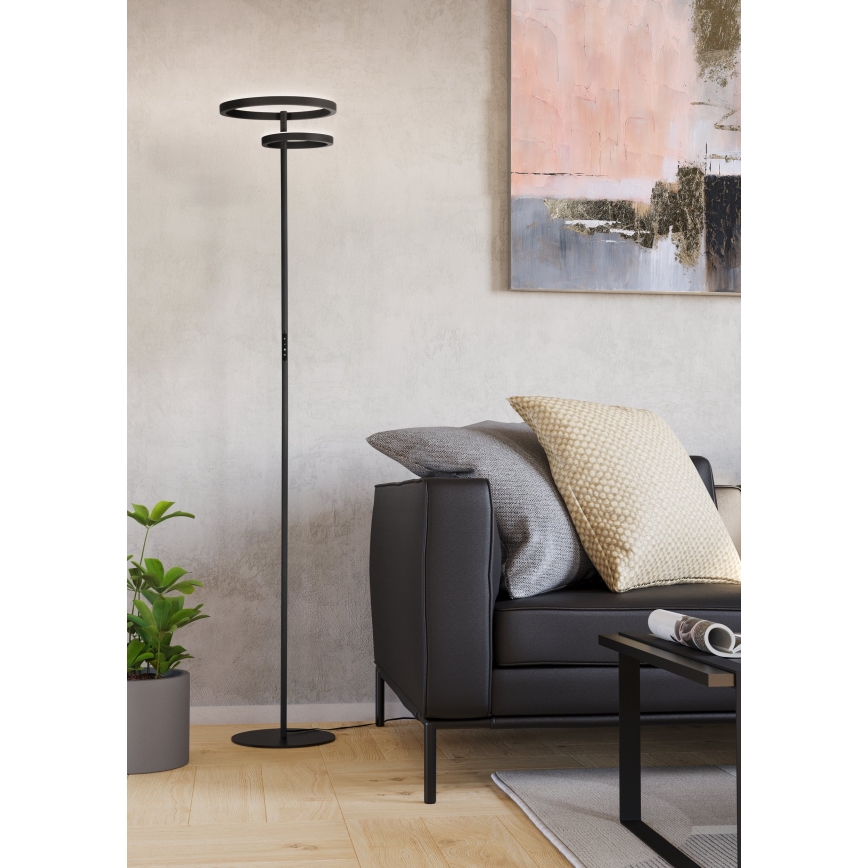 Eglo - Lampă de podea LED reglabilă, 16W/230V + 12W, negru