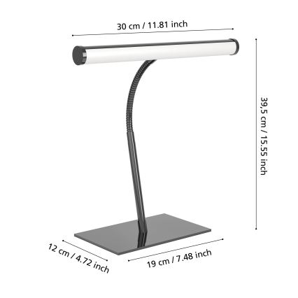 Eglo - Lampă LED de birou tactilă și dimerizabilă LED/5W/230V 2700/4000/6500K negru crom