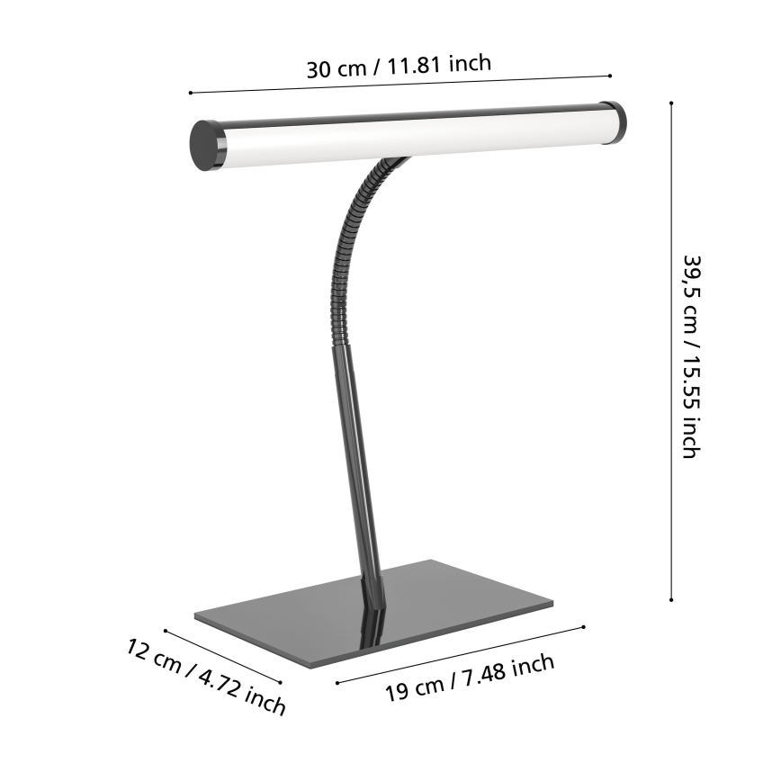Eglo - Lampă LED de birou tactilă și dimerizabilă LED/5W/230V 2700/4000/6500K negru crom