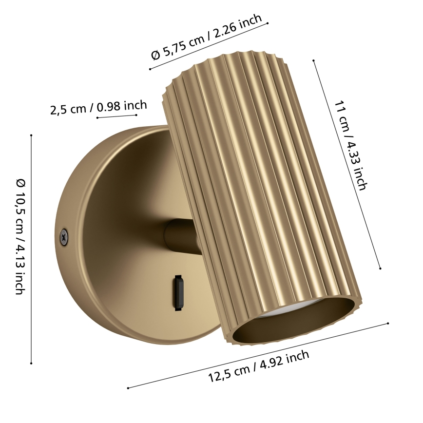 Eglo - Aplică spot de perete 1xGU10/5W/230V, finisaj auriu