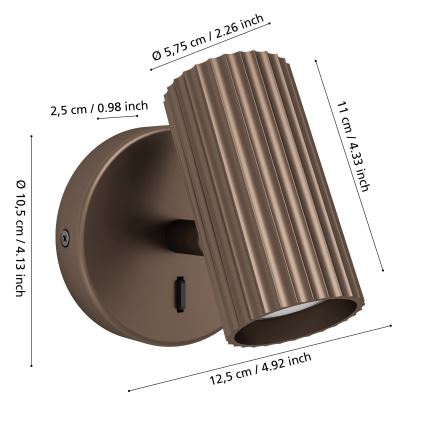 Eglo - Aplica spot de perete 1xGU10/5W/230V, maro