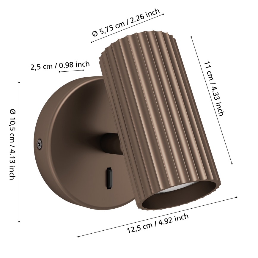 Eglo - Aplica spot de perete 1xGU10/5W/230V, maro