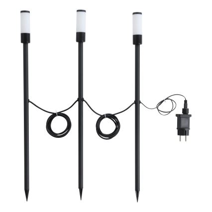 Eglo - Set de 3 lămpi LED RGB de exterior LED/1W/230V IP44 negre + telecomandă