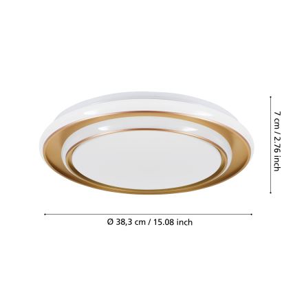 Eglo - Plafonieră LED 24W, 230V, 2700/4000/6500K, Ø 40 cm, auriu