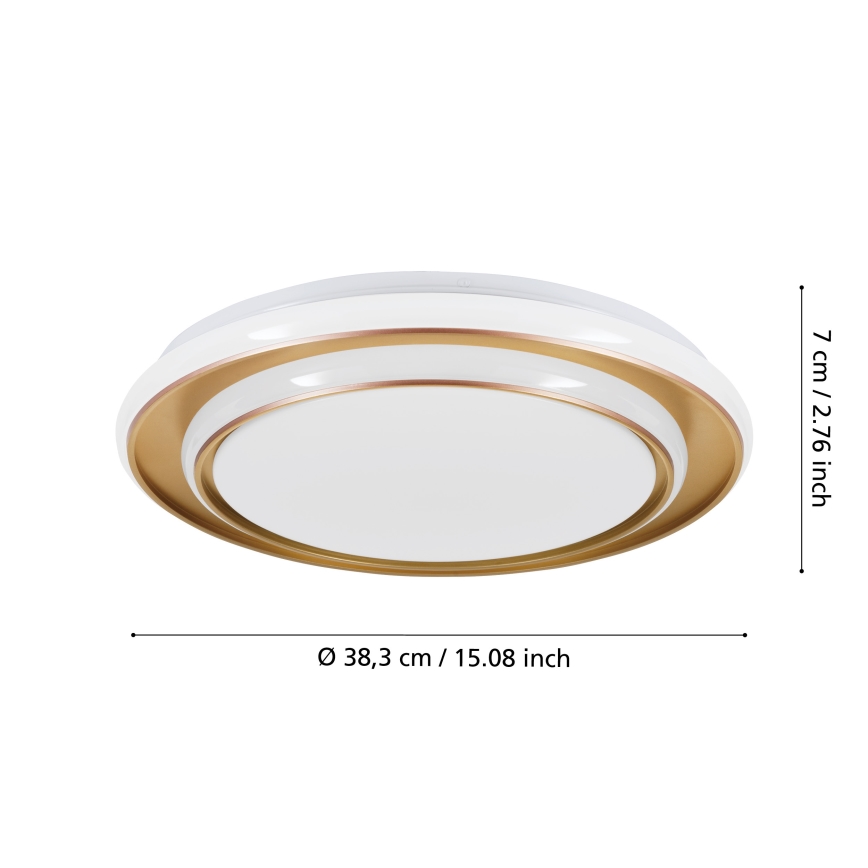 Eglo - Plafonieră LED 24W, 230V, 2700/4000/6500K, Ø 40 cm, auriu