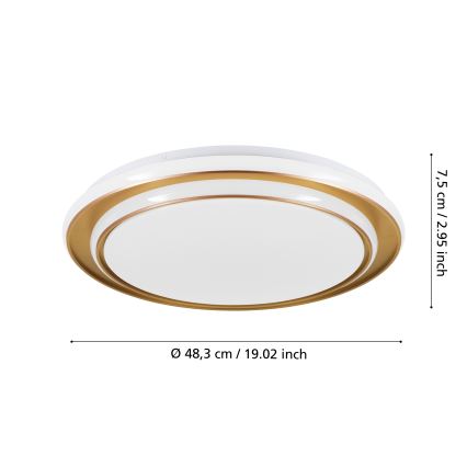 Eglo - Plafonieră LED 36W, 230V, Ø 49 cm, aurie