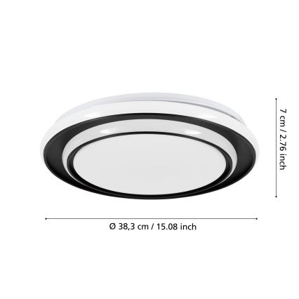 Eglo - Plafonieră LED, 24W, 230V, 2700/4000/6500K, Ø 40 cm, negru