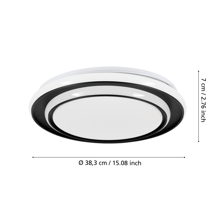 Eglo - Plafonieră LED, 24W, 230V, 2700/4000/6500K, Ø 40 cm, negru