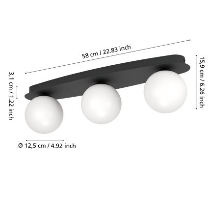 Eglo - Plafonieră LED pentru baie 3xG9/4,2W/230V IP44 neagră