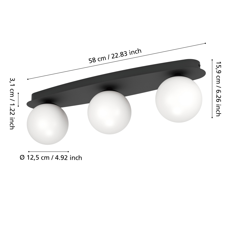 Eglo - Plafonieră LED pentru baie 3xG9/4,2W/230V IP44 neagră