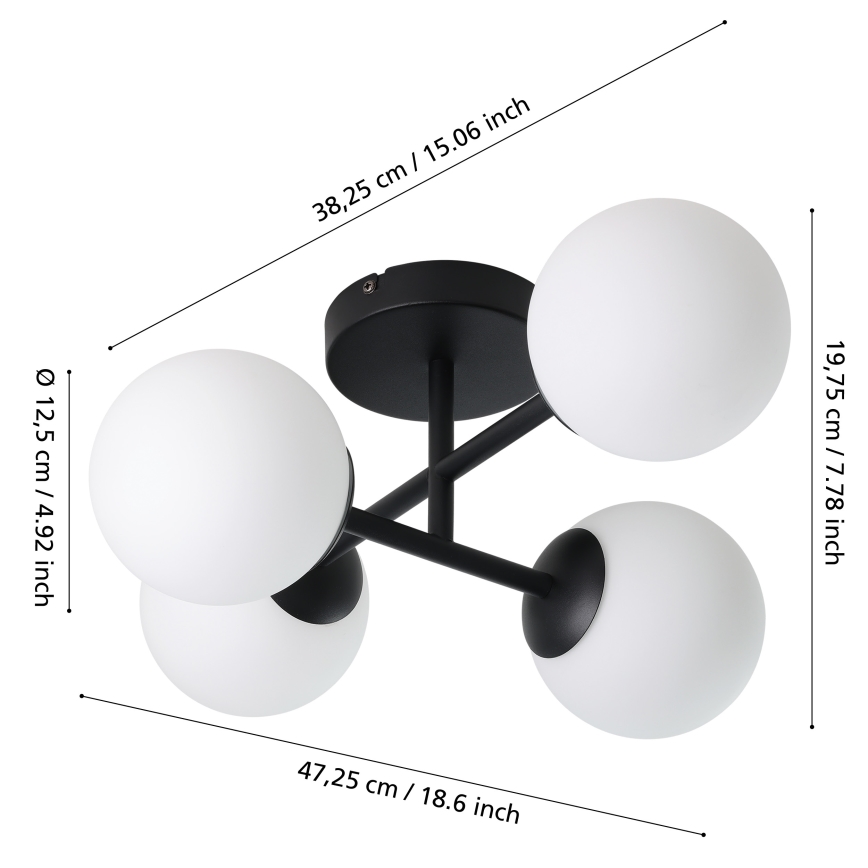 Eglo - Plafonieră LED aplicată pentru baie, 4xG9/4,2W/230V, IP44, negru
