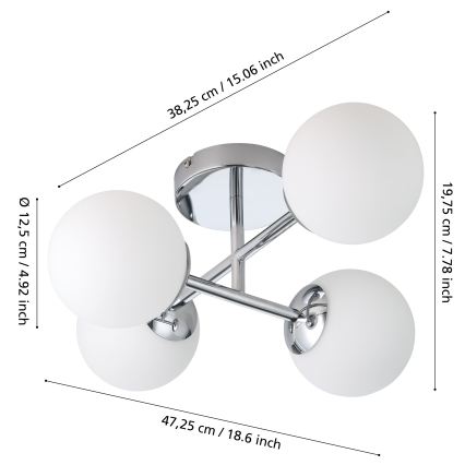 Eglo - Plafonieră LED aplicată pentru baie 4xG9/4,2W/230V IP44 crom lucios