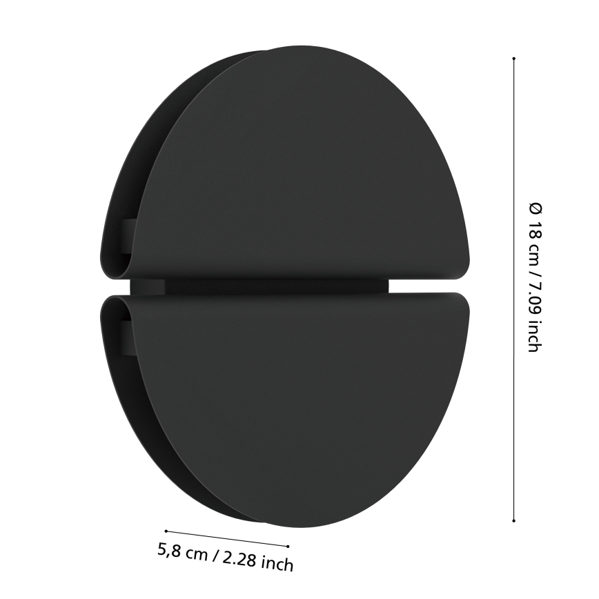 Eglo - Aplică de perete LED pentru exterior, 4,5 W, 230 V, 2700/4000/6500 K, IP44, negru