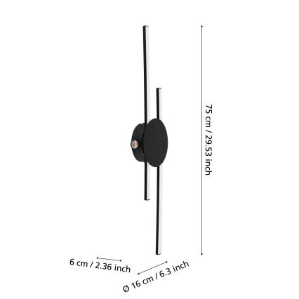 Eglo - Aplică LED de perete/20W/230V + LED/0,91W, neagră