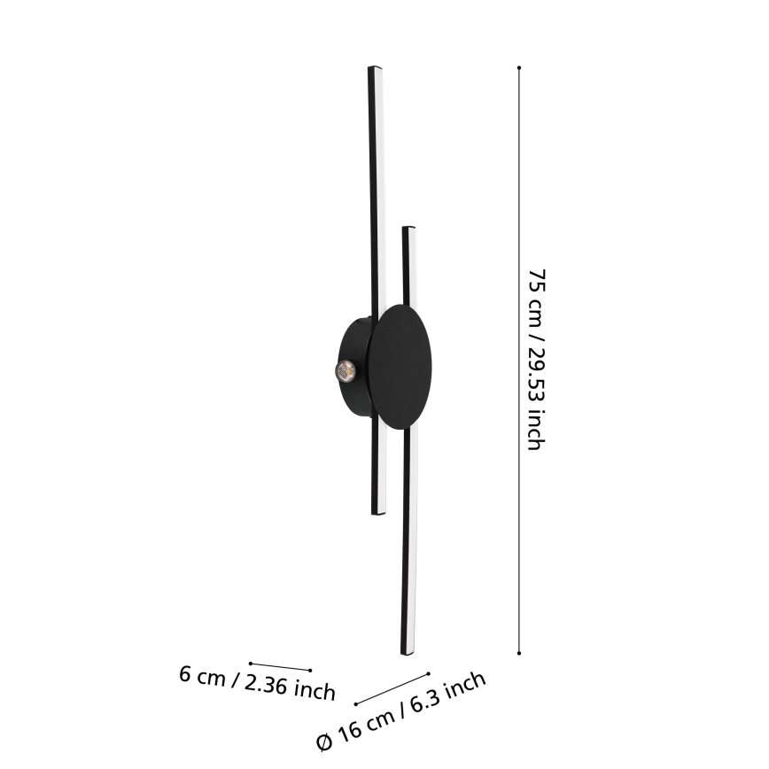 Eglo - Aplică LED de perete/20W/230V + LED/0,91W, neagră