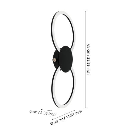 Eglo - Aplică de perete LED/20W/230V + LED/0,91W, negru