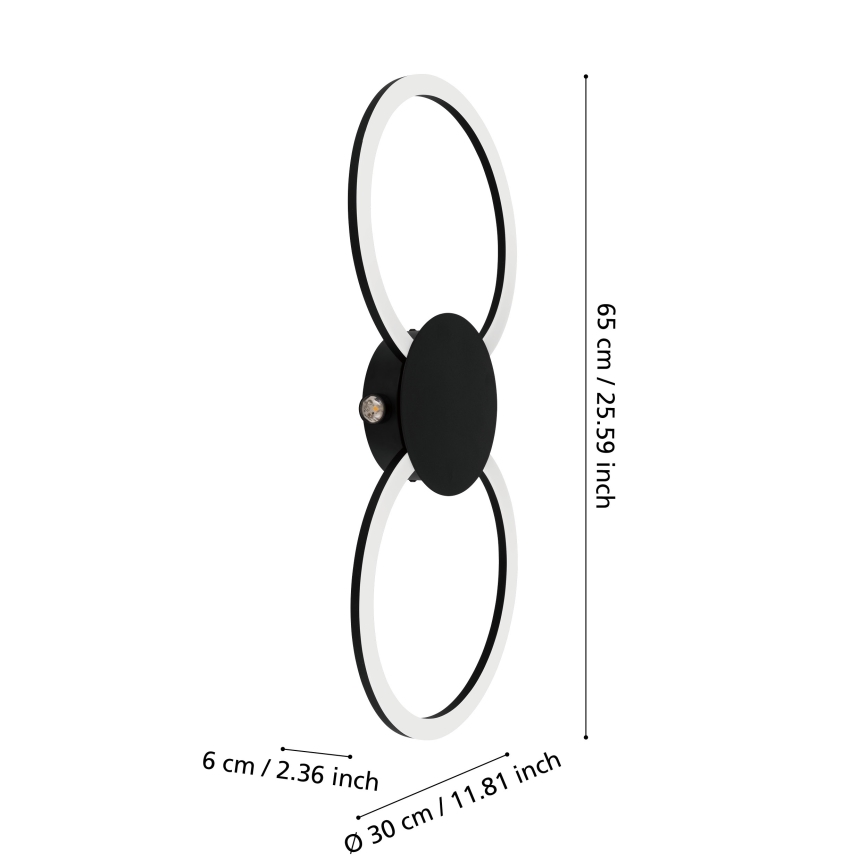 Eglo - Aplică de perete LED/20W/230V + LED/0,91W, negru