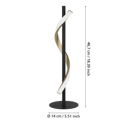 Eglo - Lampă de masă LED reglabilă, 8,8 W, 230 V, 2700/4000/6500 K, negru/auriu