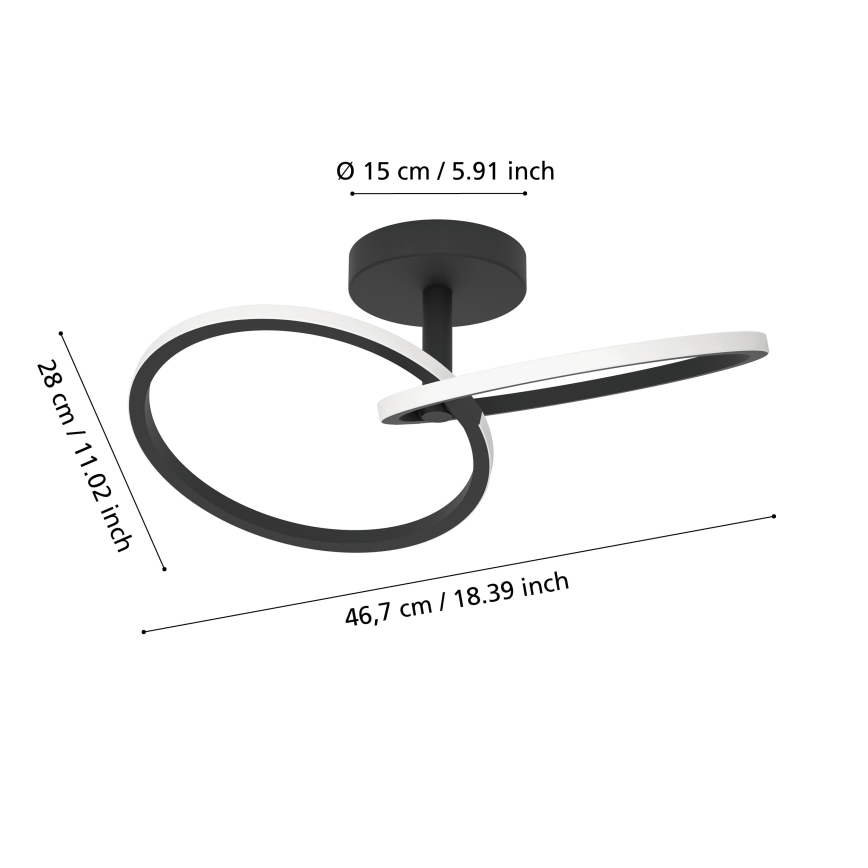 Eglo - Plafonieră LED 12W, 230V, 2700/4000/6500K, neagră
