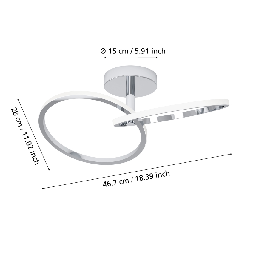 Eglo - Plafonieră LED 12W, 230V, 2700/4000/6500K, crom lucios