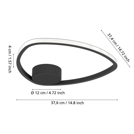 Eglo - Plafonieră LED, 9,7 W, 230 V, Ø 37,5 cm, neagră