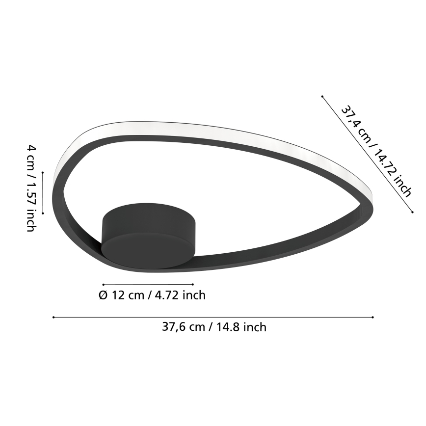 Eglo - Plafonieră LED, 9,7 W, 230 V, Ø 37,5 cm, neagră