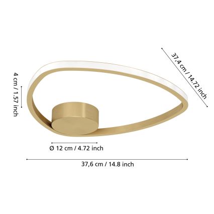 Eglo - Plafonieră LED 9,7 W, 230 V, 2700/4000/6500 K, Ø 37,5 cm, aurie