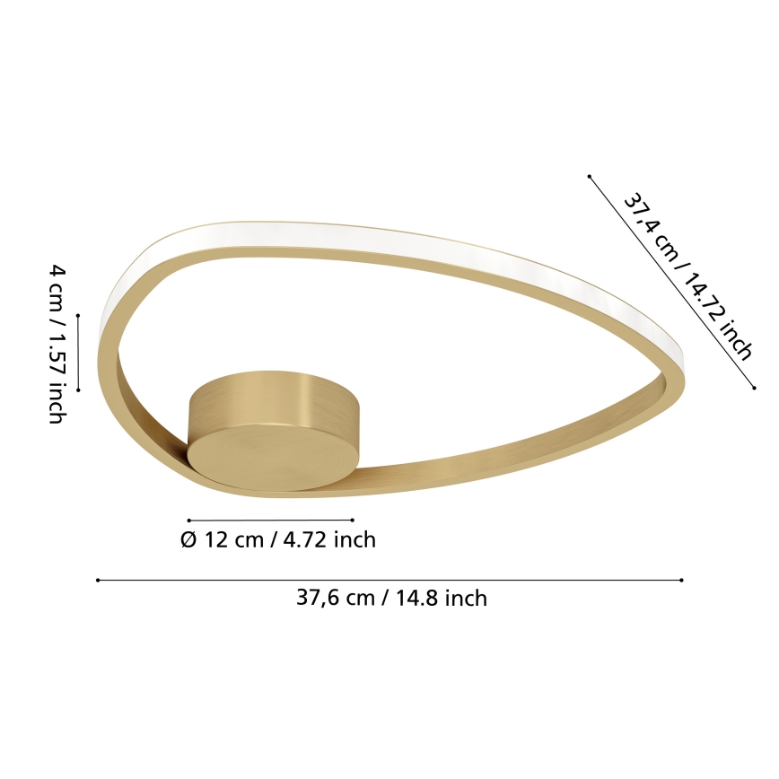 Eglo - Plafonieră LED, 9,7 W, 230 V, Ø 37,5 cm, auriu