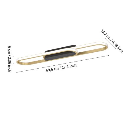 Eglo - Plafonieră LED, 20W, 230V, 2700/4000/6500K, aurie