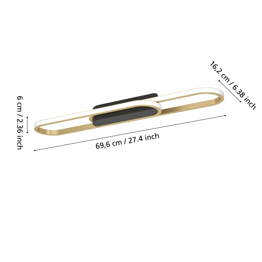 Eglo - Plafonieră LED, 20W, 230V, 2700/4000/6500K, aurie