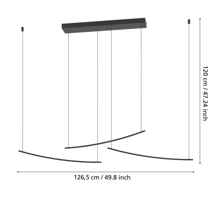 Eglo - Lustru suspendat LED dimabil pe cablu LED/22W/230V 2700/4000/6500K negru