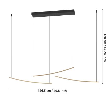 Eglo - Lustră suspendată LED dimabilă pe cablu LED/22W/230V 2700/4000/6500K auriu