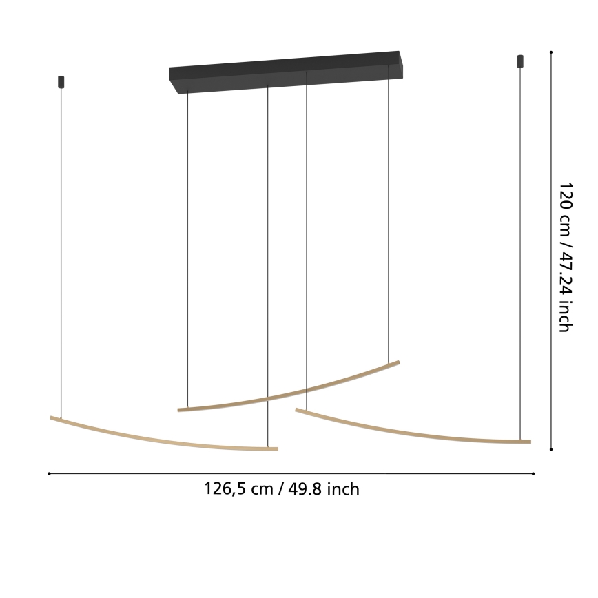 Eglo - Lustră suspendată LED dimabilă pe cablu LED/22W/230V 2700/4000/6500K auriu