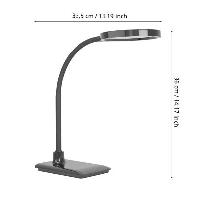 Eglo - Lampă de birou flexibilă reglabilă LED/5,5W/230V 2700/4000/6500K negru