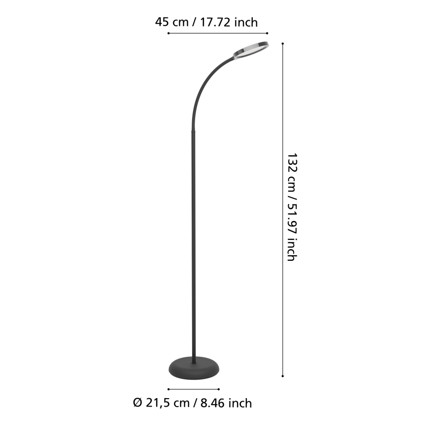 Eglo - Lampă flexibilă de podea LED reglabilă LED/5,5W/230V 2700/4000/6500K negru