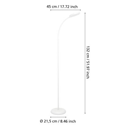 Eglo - Lampă de podea LED flexibilă și reglabilă, LED/5,5W/230V 2700/4000/6500K, albă
