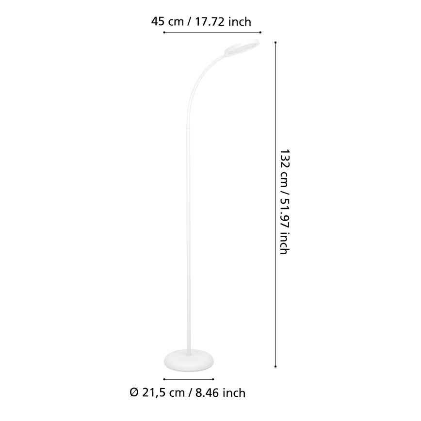 Eglo - Lampă de podea LED flexibilă și reglabilă, LED/5,5W/230V 2700/4000/6500K, albă