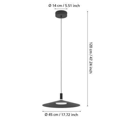 Eglo - Lustră LED RGBW dimabilă pe cablu LED/15,5W/230V 2700-6500K negru