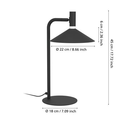 Eglo - Lampă de birou LED RGBW reglabilă LED/7,5W/230V 2700-6500K neagră