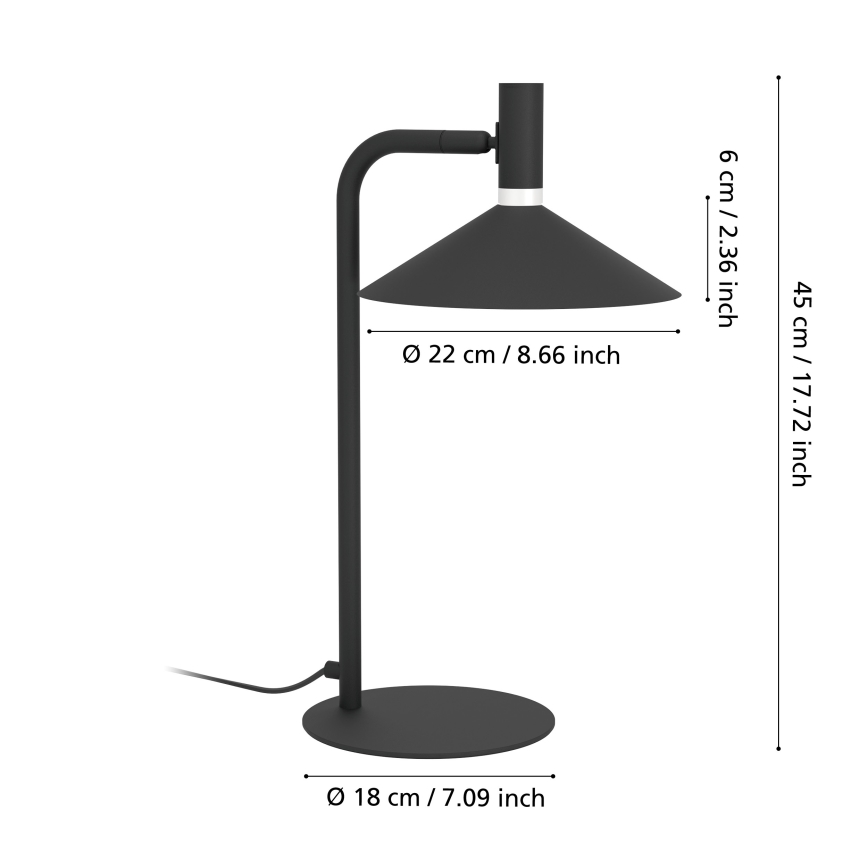 Eglo - Lampă de birou LED RGBW reglabilă LED/7,5W/230V 2700-6500K neagră