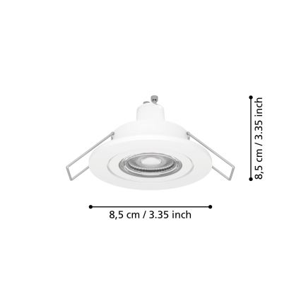 Eglo - Lampă spot LED încastrată pentru baie, 1x GU10/4,5W/230V, IP44, albă