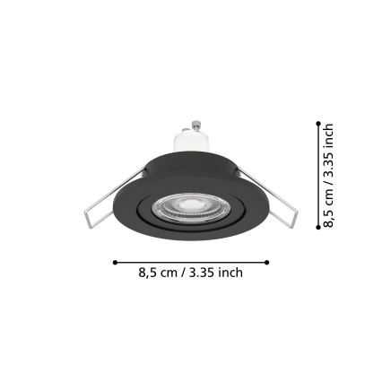 Eglo - Spot LED încastrat pentru baie, 1x GU10/4,5W/230V, IP44, negru