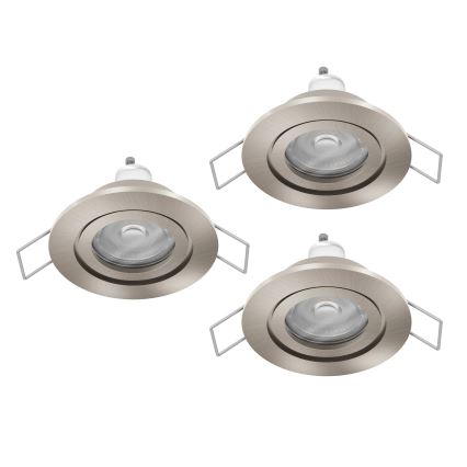 Eglo - Set de 3 spoturi LED încastrate pentru baie, 1xGU10/4,5W/230V, IP44, crom mat