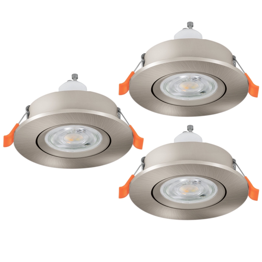 Eglo - Set de 3 spoturi LED încastrate, 1x GU10/4,5W/230V, crom mat