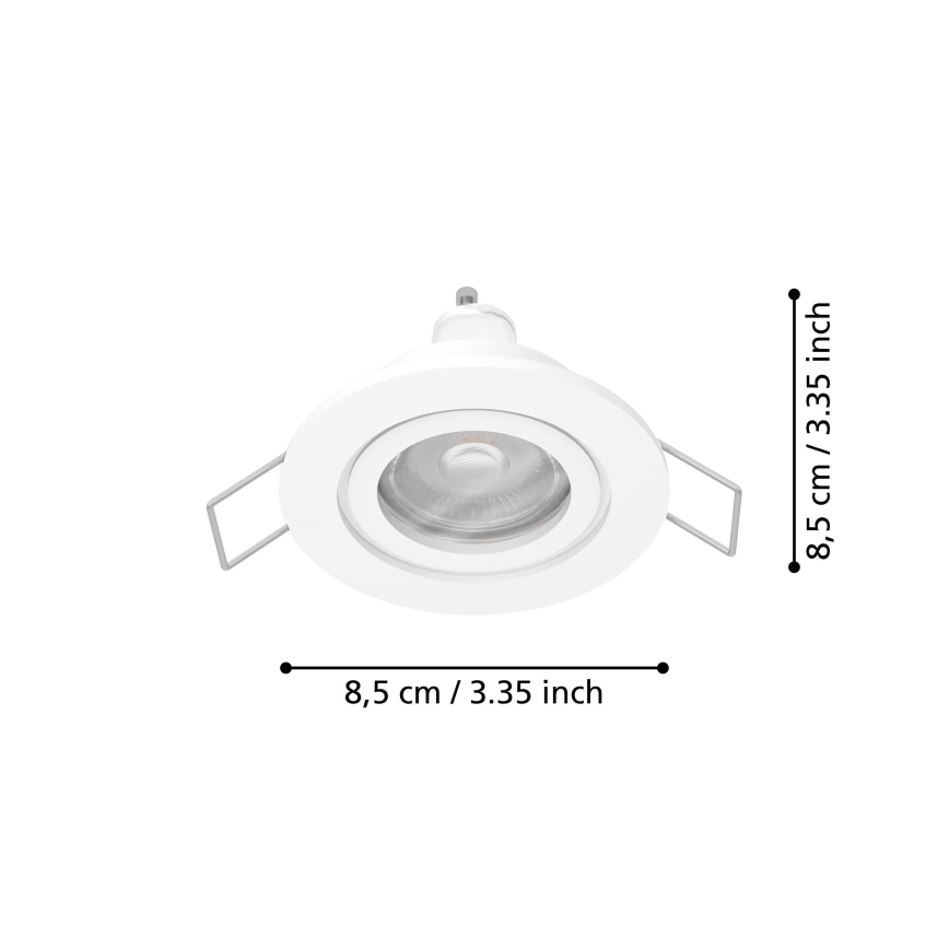 Eglo - Spot LED încastrat pentru baie, 1x GU10, 4,5 W, 230 V, IP44, alb