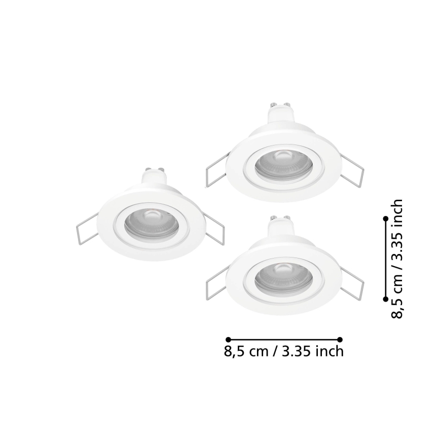 Eglo - Set de 3 spoturi LED încastrate pentru baie, 1x GU10/4,5W/230V, IP44, alb